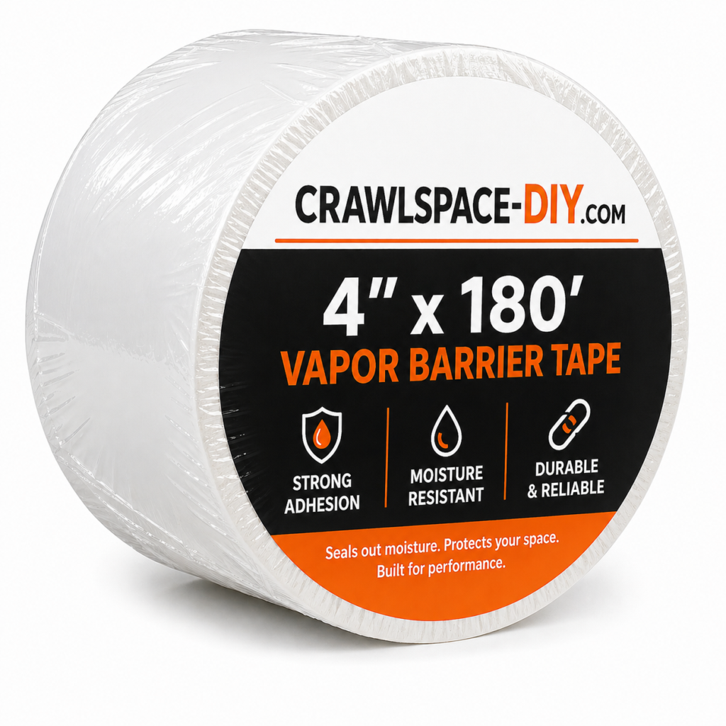 Crawlspace-DIY Vapor Barrier Tape, 12 Mil Easy-to-Use Polyethylene Moisture Vapor Barrier Seam Tape for Crawl Space, Repairs, Underlayment, Waterproof, 4