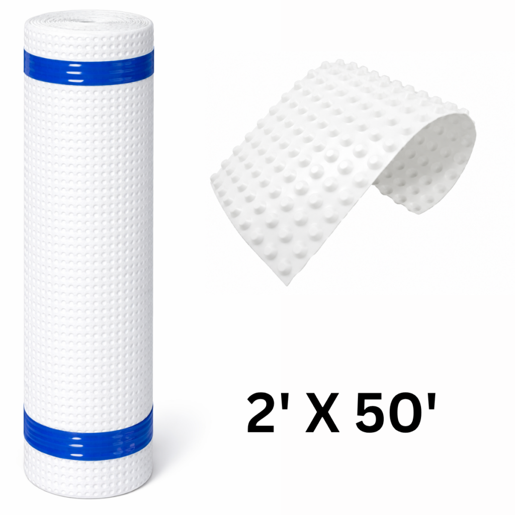 Whitecap Crawl Space Drainage Mat 2’ x 50’ – Dimpled Vapor Barrier Underlayment, Improves Water Drainage & Protects Liner – Foundation & Basement Use image