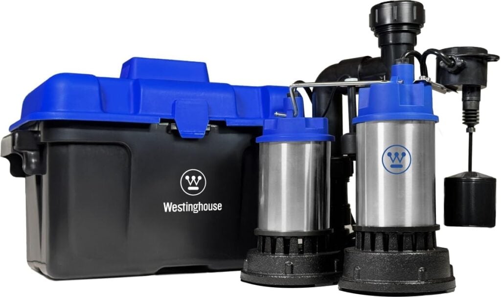 Westinghouse - Sump Pump Battery Back Up Combo System, 1/2 HP with 12 Volt Battery Backup Capability - Integrated Vertical Float Switch - Up to 5,200 Gallons Per Hour image