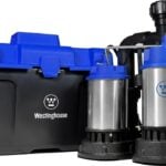 Westinghouse - Sump Pump Battery Back Up Combo System, 1/2 HP with 12 Volt Battery Backup Capability - Integrated Vertical Float Switch - Up to 5,200 Gallons Per Hour