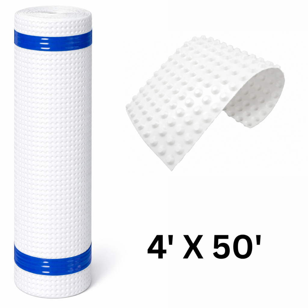Whitecap Crawl Space Drainage Matting 4’ x 50’ – Dimpled Vapor Barrier Underlayment, Improves Water Drainage & Protects Liner – Foundation & Basement Use image