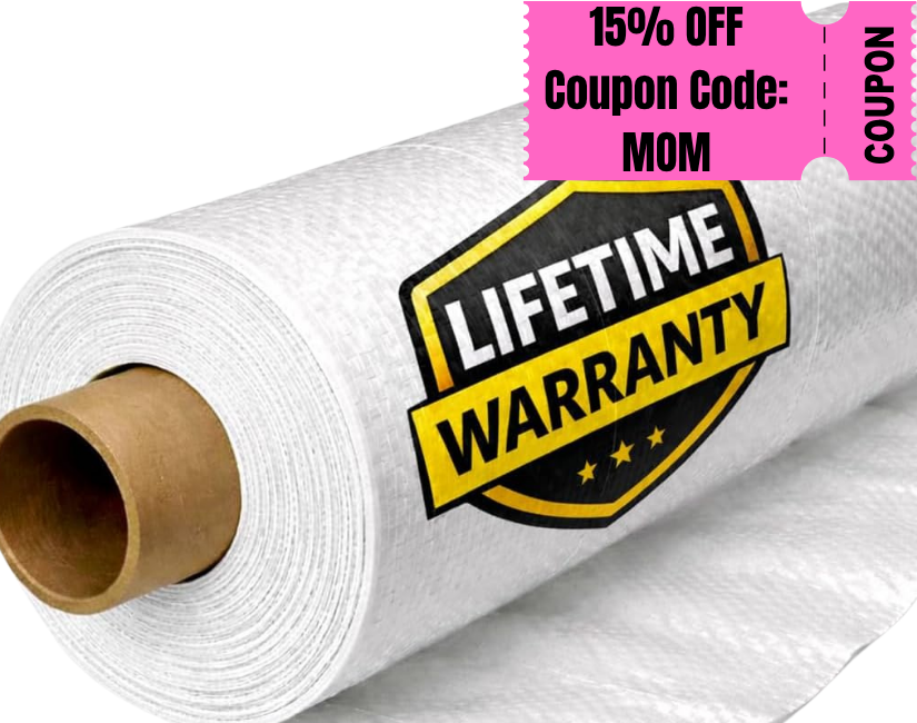 12 Mil Crawl Space Vapor Barrier – Heavy Duty Woven Plastic, Tear-Resistant Moisture Barrier for Basement & Crawlspace – Lifetime Warranty image