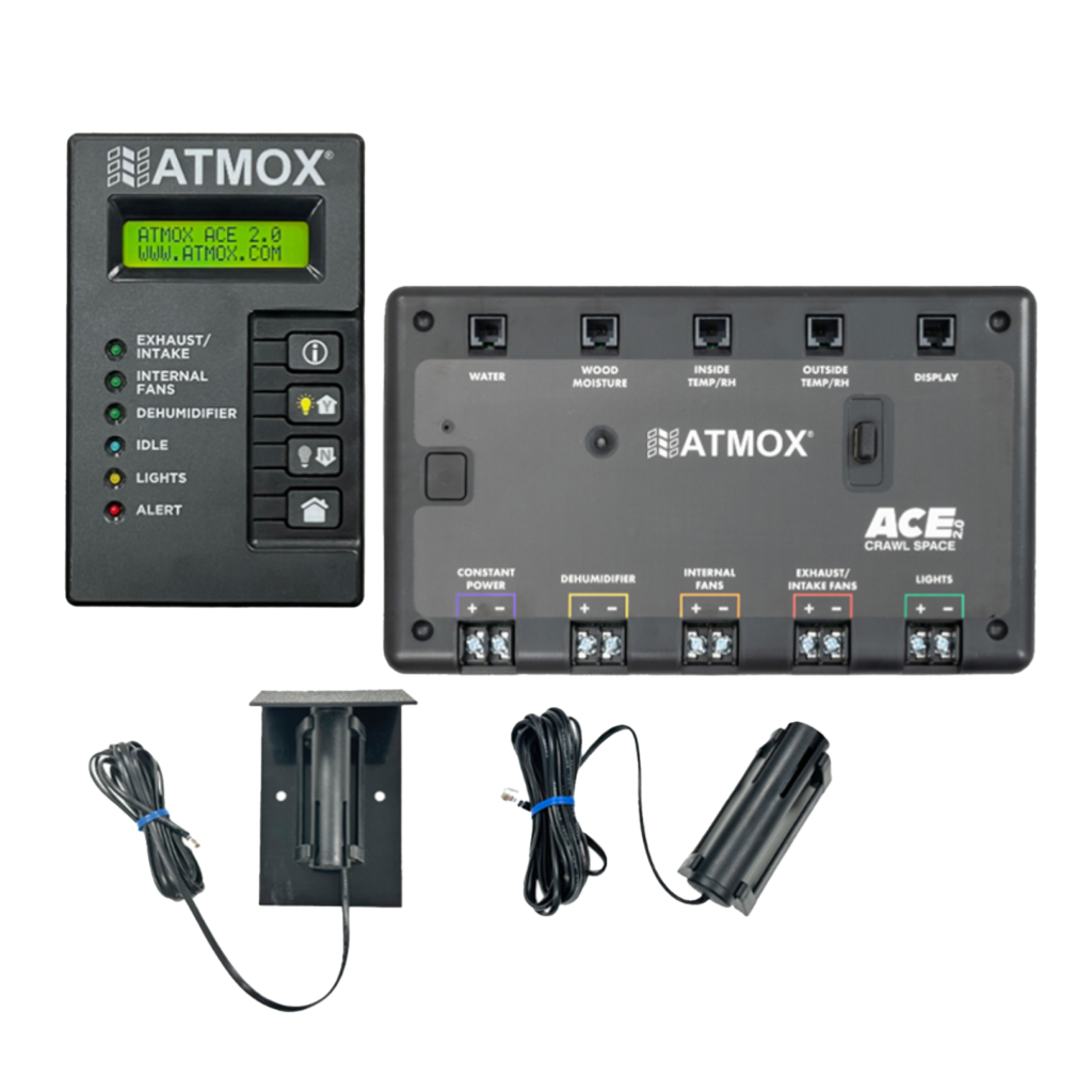 ATMOX ACE 2.0 Intelligent Crawl Space Controller - Temp & Humidity Sensors – Automated Moisture Control for Dehumidifiers, Vent Fans & Circulation Fans, Alerts & Monitoring, 120V Crawlspace Control image