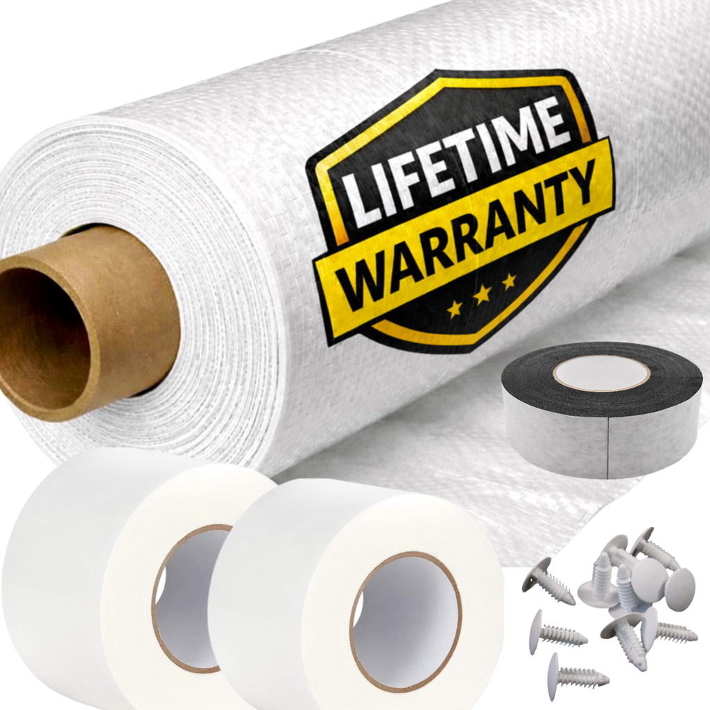 Whitecap Crawl Space Vapor Barrier Encapsulation Kit – 12 Mil Woven Barrier, 1,200 Sq. Ft., Vapor Barrier Tape, Sealant, Butyl Tape & Installation Fasteners Included image